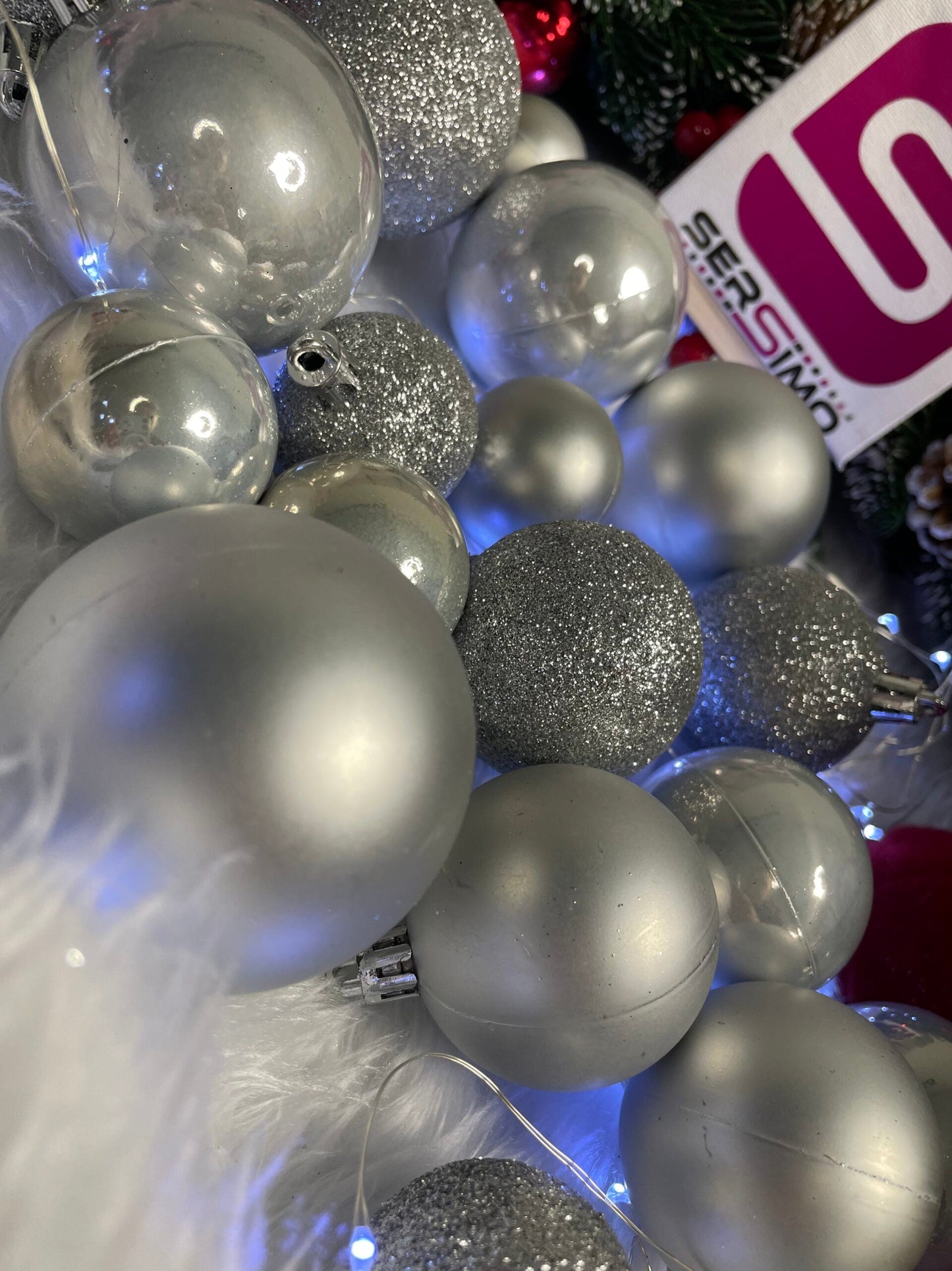 Set globuri de Craciun, 30 bucati, 3 modele, 4/5/6cm, argintiu