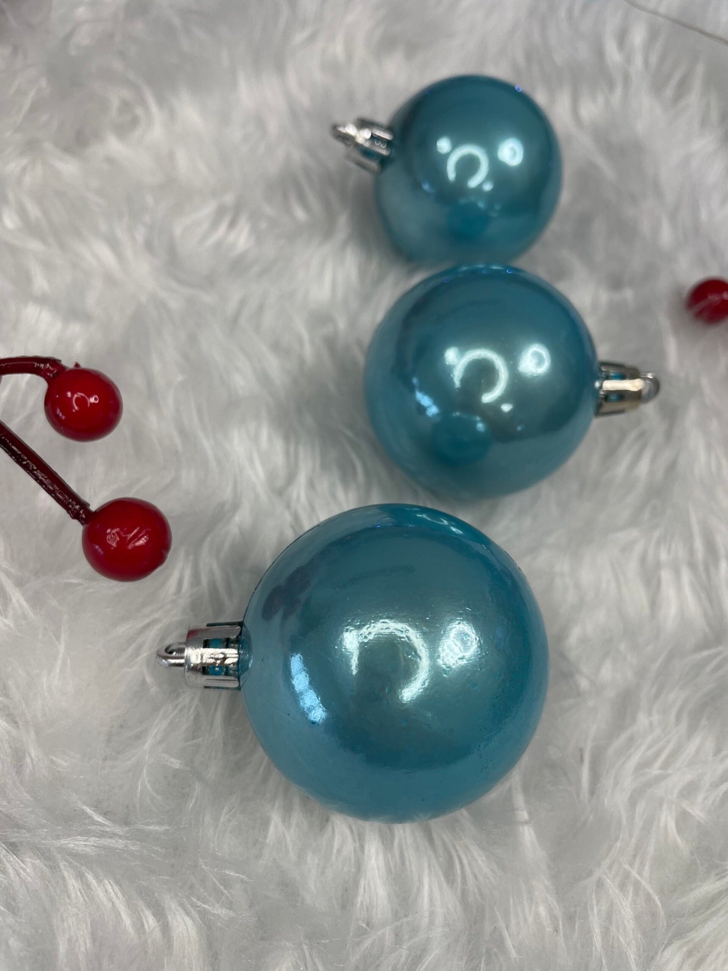 Set globuri de Craciun, 37 bucati, 3-8cm, albastru perla