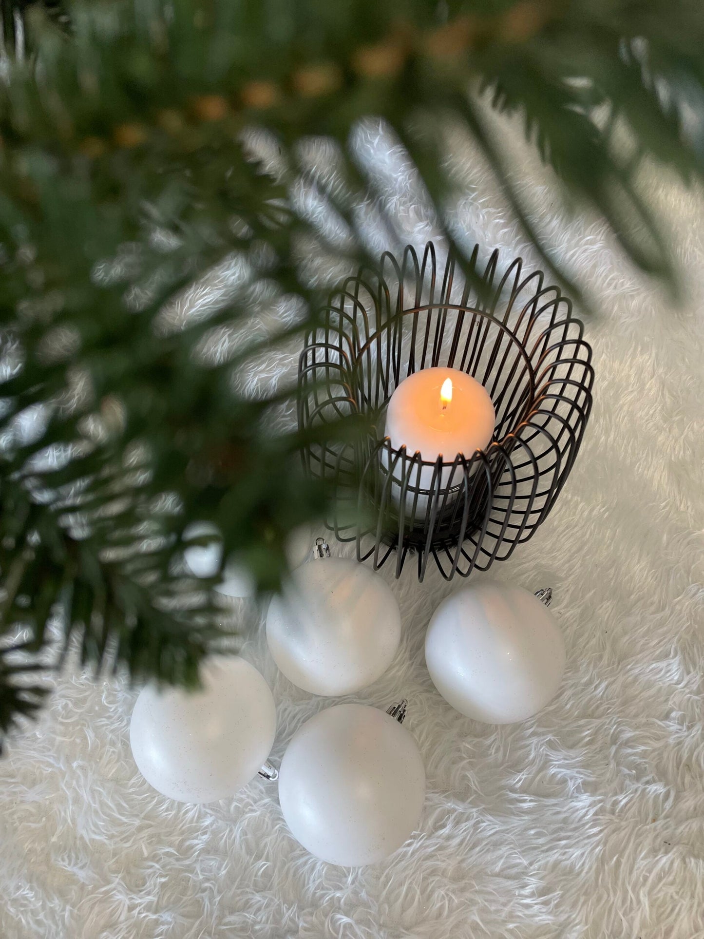 Set globuri de Craciun, 20 bucati, 8cm, alb mat