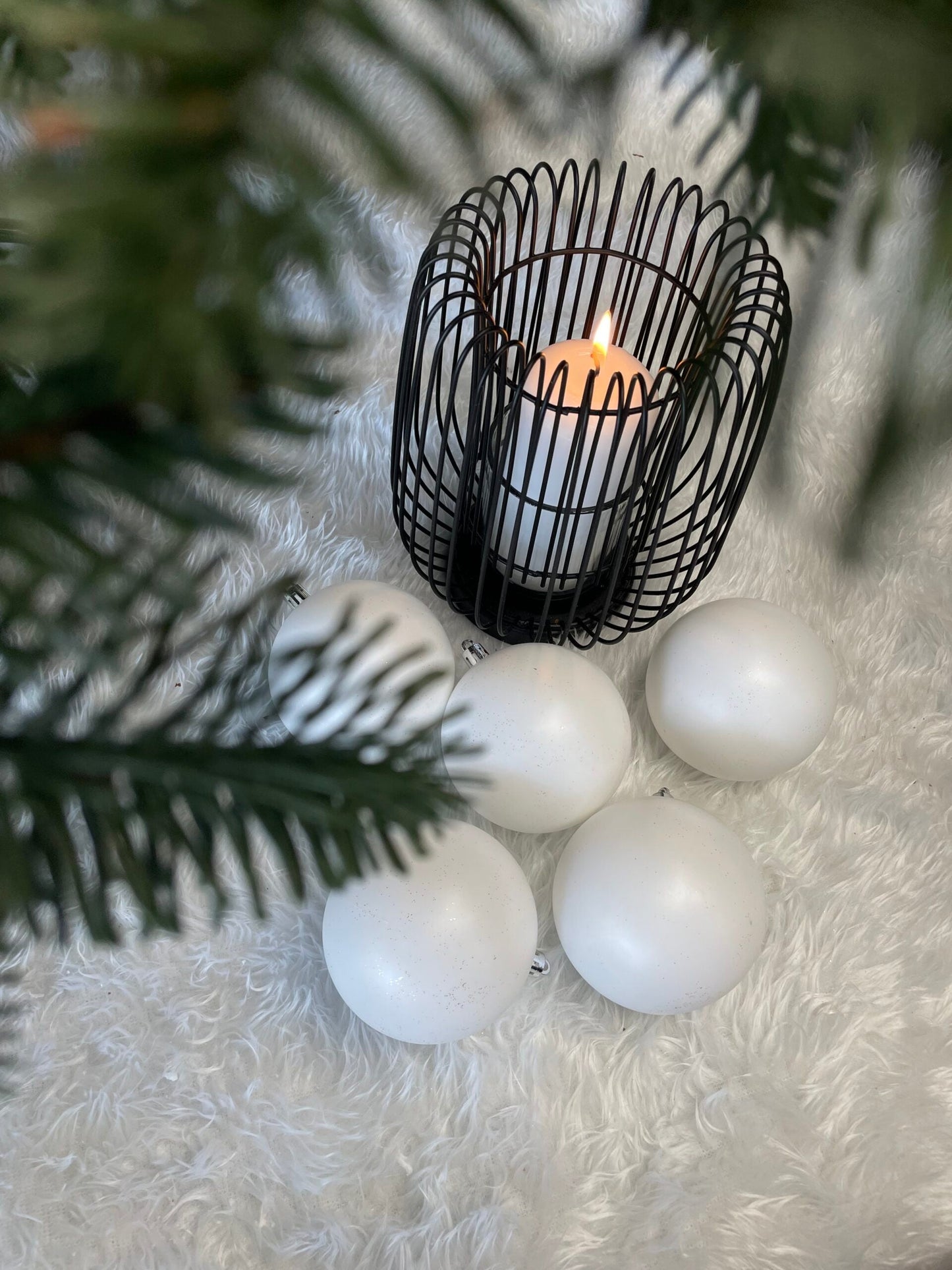 Set globuri de Craciun, 20 bucati, 8cm, alb mat