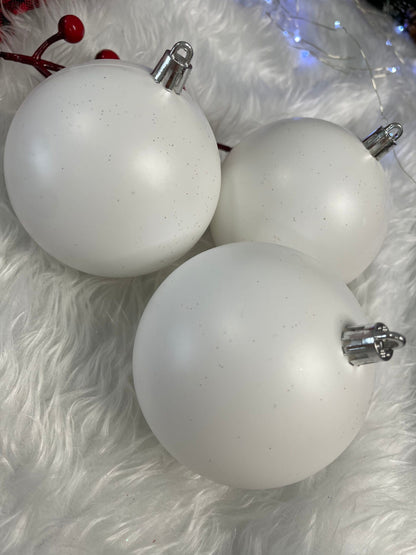 Set globuri de Craciun, 20 bucati, 8cm, alb mat
