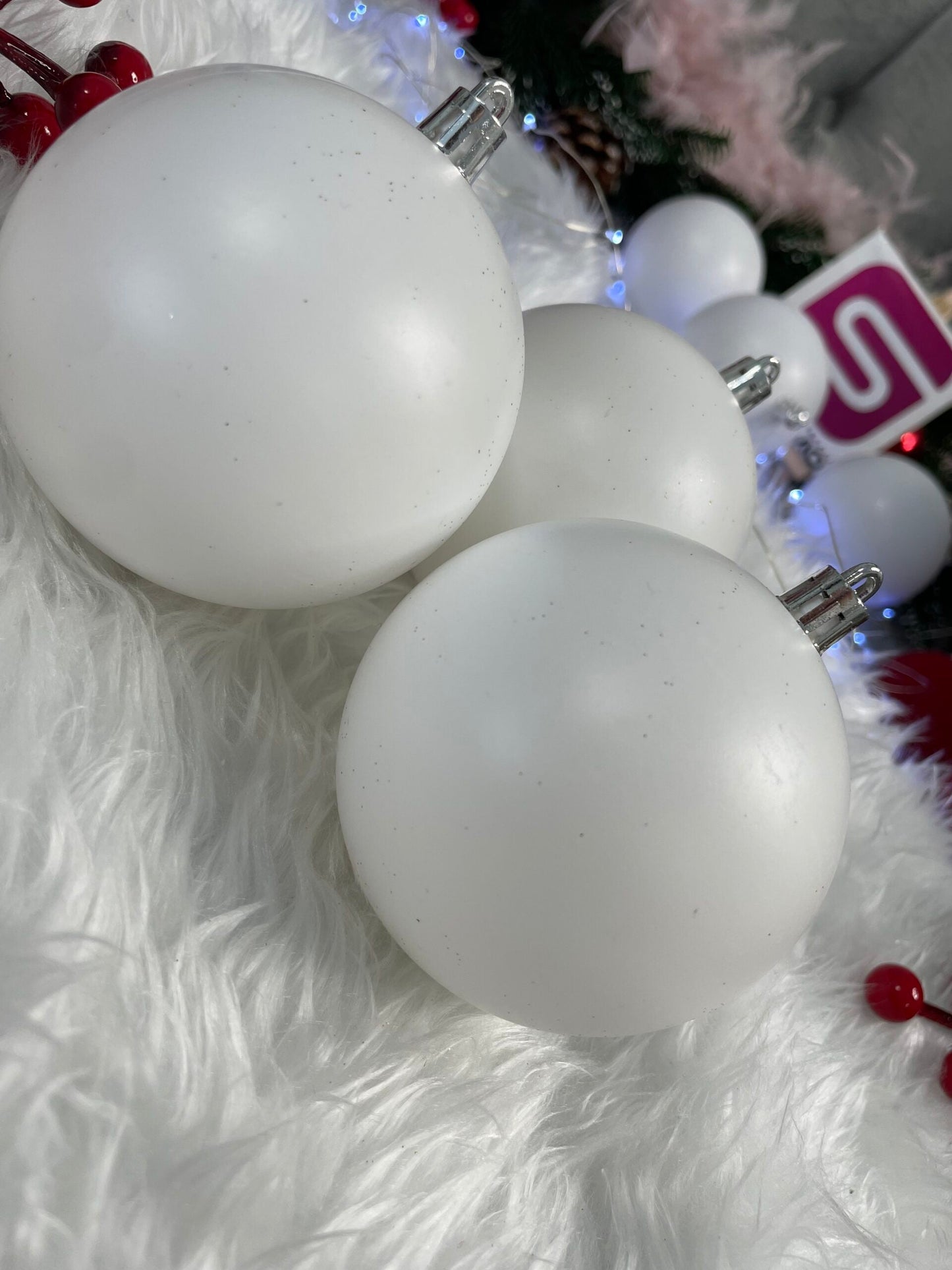 Set globuri de Craciun, 20 bucati, 8cm, alb mat