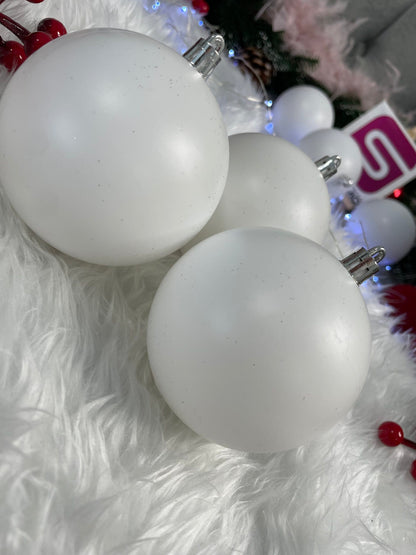Set globuri de Craciun, 20 bucati, 8cm, alb mat
