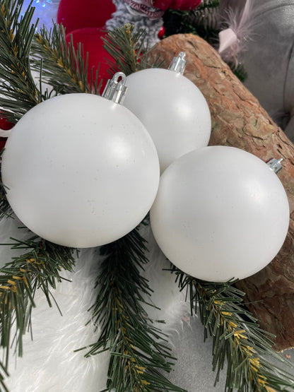 Set globuri de Craciun, 20 bucati, 8cm, alb mat