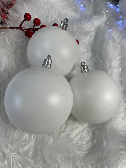 Set globuri de Craciun, 20 bucati, 8cm, alb mat