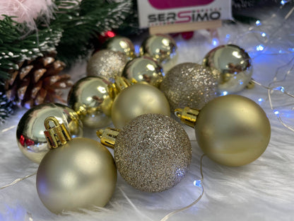 Set globuri de Craciun, 20 bucati, 3 modele, 4cm, argintiu rose