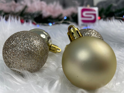 Set globuri de Craciun, 20 bucati, 3 modele, 4cm, argintiu rose