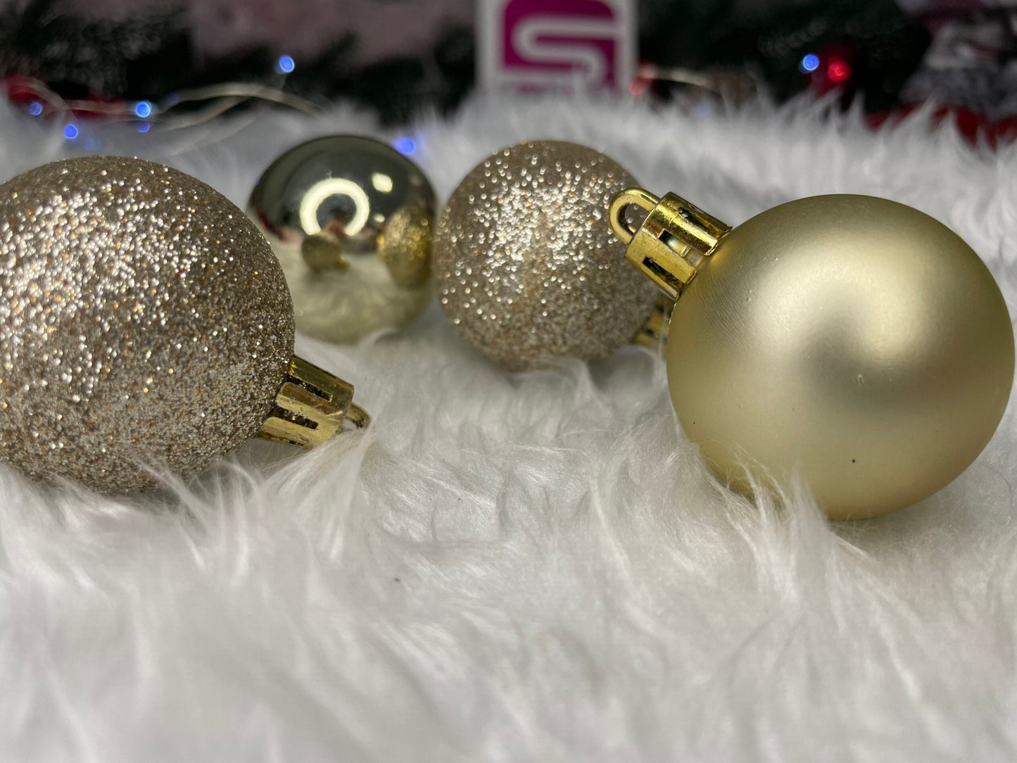 Set globuri de Craciun, 20 bucati, 3 modele, 4cm, argintiu rose