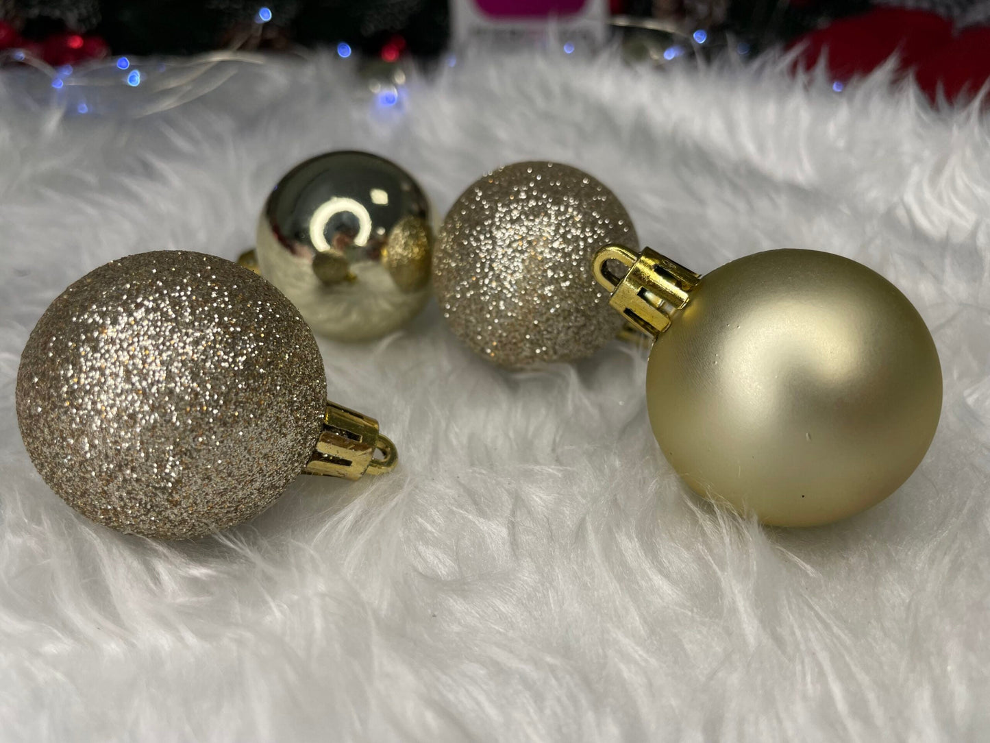 Set globuri de Craciun, 20 bucati, 3 modele, 4cm, argintiu rose