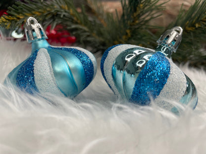 Set globuri si decoratiuni de Craciun, 77 piese, diverse dimensiuni, albastru