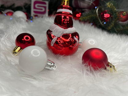 Set globuri si decoratiuni de Craciun, 105 piese, diverse dimensiuni, alb rosu