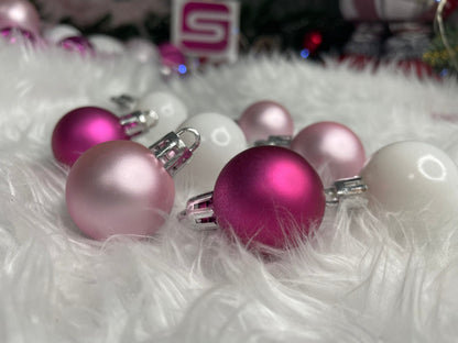 Set globuri si decoratiuni de Craciun, 101 piese, diverse dimensiuni, alb roz