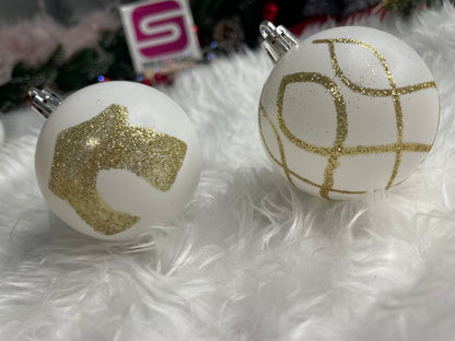 Set globuri de Craciun cu modele de sarbatori, 30 bucati, 6cm, auriu