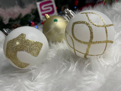 Set globuri de Craciun cu modele de sarbatori, 30 bucati, 6cm, auriu