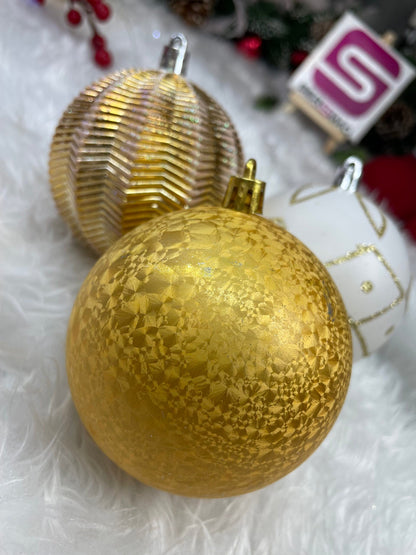 Set globuri de Craciun, 16 bucati, 8cm, 6 modele, auriu