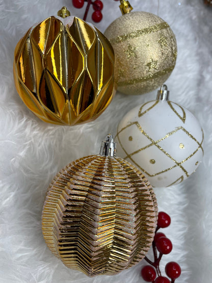 Set globuri de Craciun, 16 bucati, 8cm, 6 modele, auriu