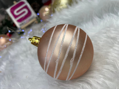 Set globuri de Craciun cu modele de sarbatori, 30 bucati, 6cm, roz si auriu