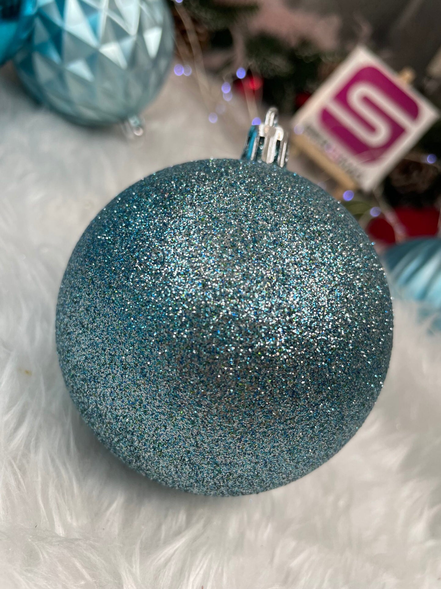 Set globuri de Craciun, 30 bucati, 6 modele, 8cm, albastru