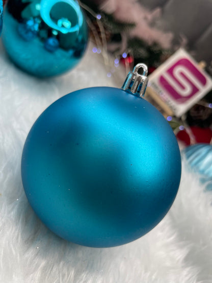 Set globuri de Craciun, 30 bucati, 6 modele, 8cm, albastru