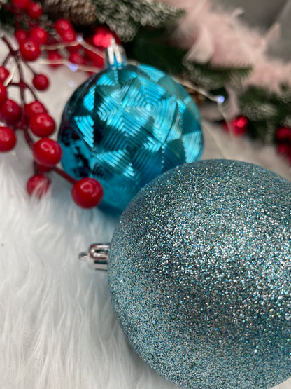 Set globuri de Craciun, 30 bucati, 6 modele, 8cm, albastru