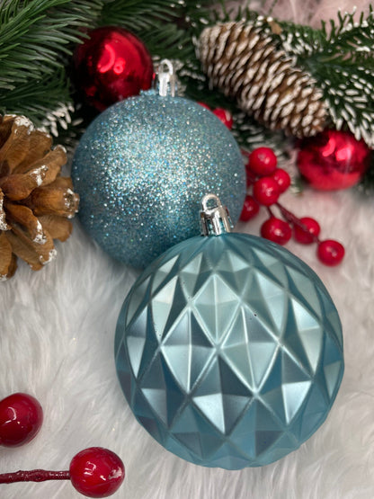 Set globuri de Craciun, 30 bucati, 6 modele, 8cm, albastru