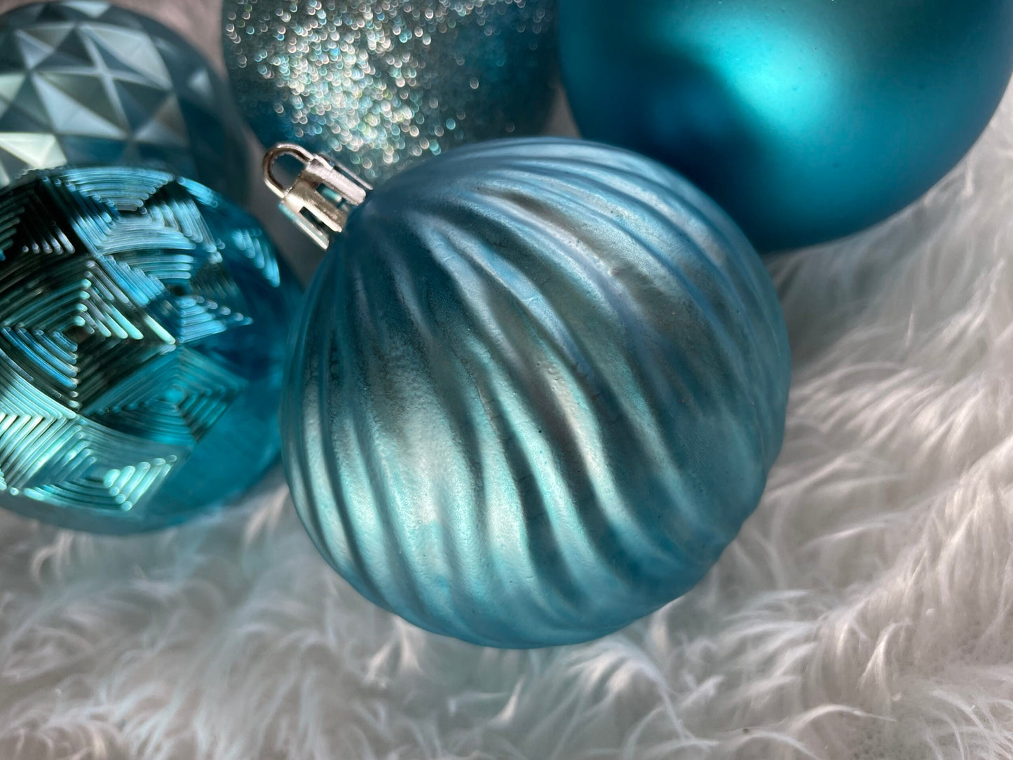 Set globuri de Craciun, 30 bucati, 6 modele, 8cm, albastru