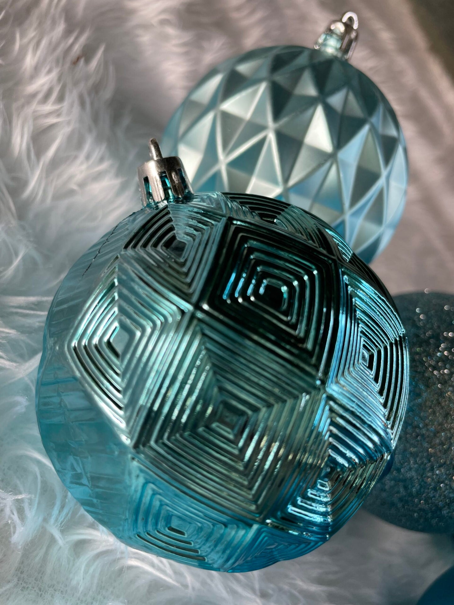 Set globuri de Craciun, 30 bucati, 6 modele, 8cm, albastru