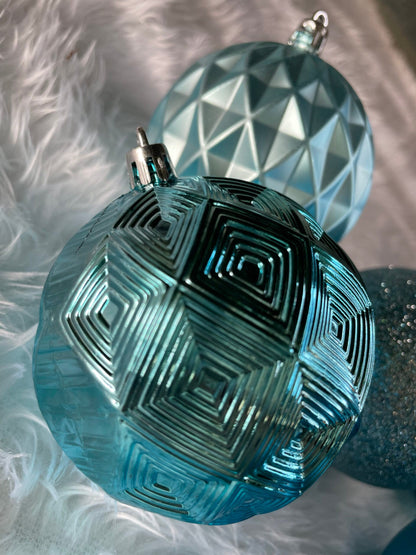 Set globuri de Craciun, 30 bucati, 6 modele, 8cm, albastru