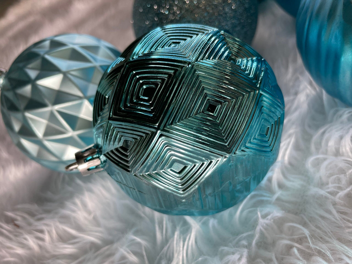 Set globuri de Craciun, 30 bucati, 6 modele, 8cm, albastru