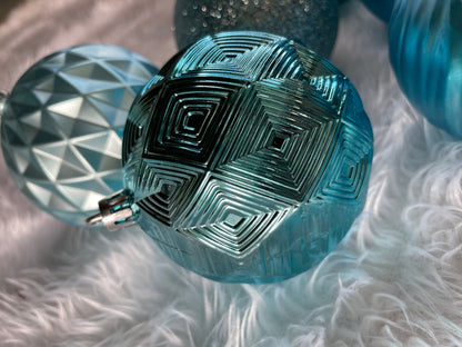 Set globuri de Craciun, 30 bucati, 6 modele, 8cm, albastru