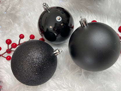 Set globuri de Craciun, 30 bucati, 8cm, 6 modele, negru