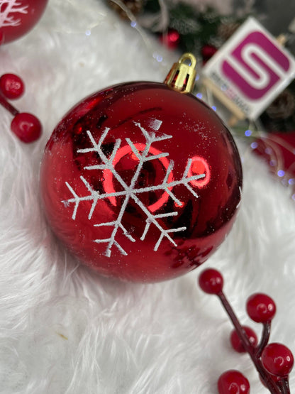 Set globuri de Craciun, 16 bucati, 8cm, 8 modele, rosu alb