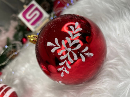 Set globuri de Craciun, 16 bucati, 8cm, 8 modele, rosu alb