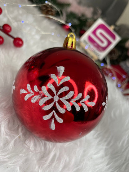 Set globuri de Craciun, 16 bucati, 8cm, 8 modele, rosu alb