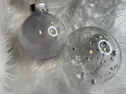 Set globuri de Craciun Inedit, 30 bucati, 7cm, transparente si argintiu