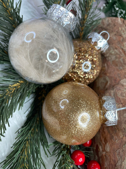 Set globuri de Craciun Inedit, 30 bucati, 6cm, transparente si auriu