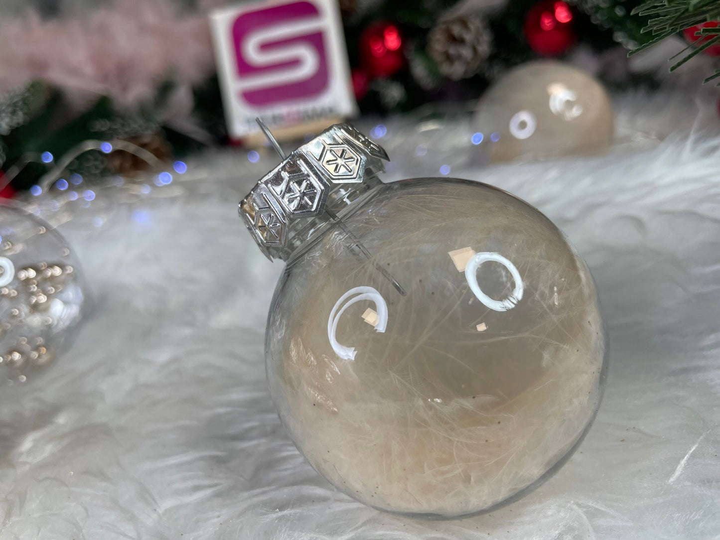 Set globuri de Craciun Inedit, 30 bucati, 6cm, transparente si auriu