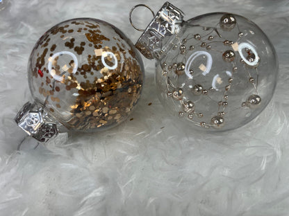 Set globuri de Craciun Inedit, 30 bucati, 6cm, transparente si auriu
