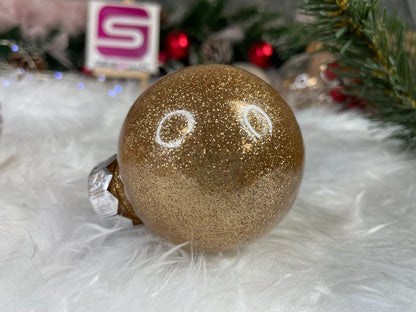 Set globuri de Craciun Inedit, 30 bucati, 6cm, transparente si auriu