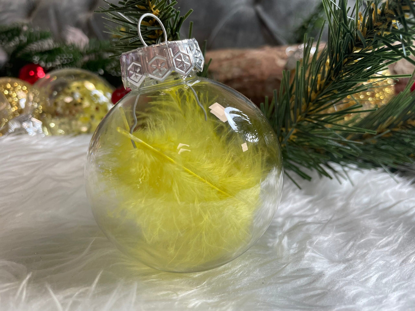 Set globuri de Craciun Inedit, 30 bucati, 7cm, transparente si auriu