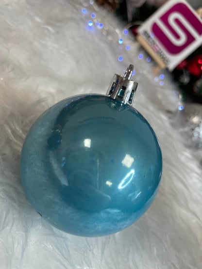 Set globuri de Craciun Inedit, 30 bucati, 6cm, transparente si albastru