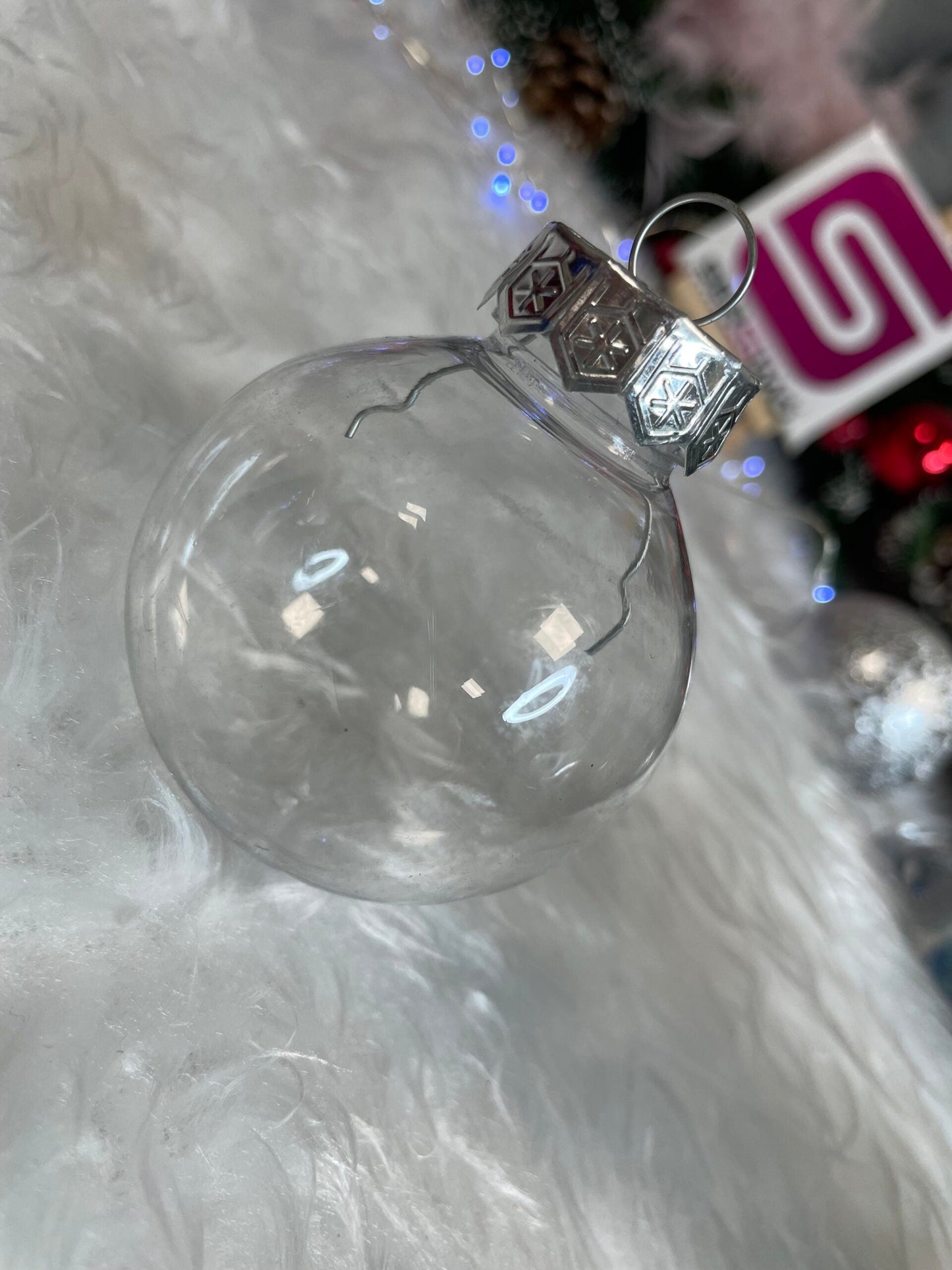 Set globuri de Craciun Inedit, 30 bucati, 6cm, transparente si albastru