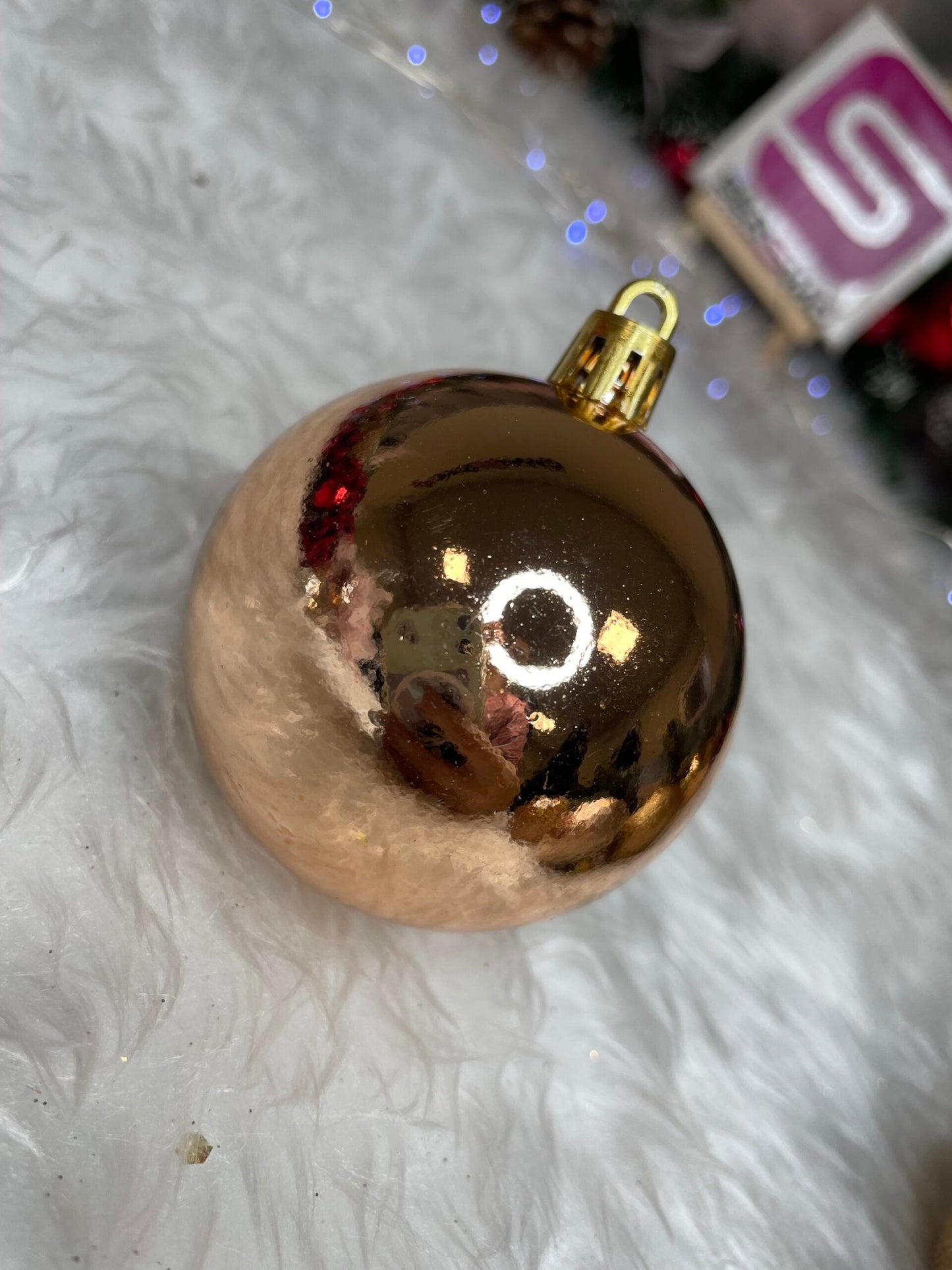 Set globuri de Craciun Inedit, 30 bucati, 6cm, transparente si aramiu