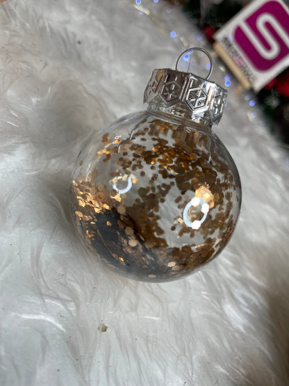 Set globuri de Craciun Inedit, 30 bucati, 6cm, transparente si aramiu
