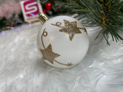 Set globuri si decoratiuni de Craciun, 70 piese, diverse dimensiuni, auriu si crem