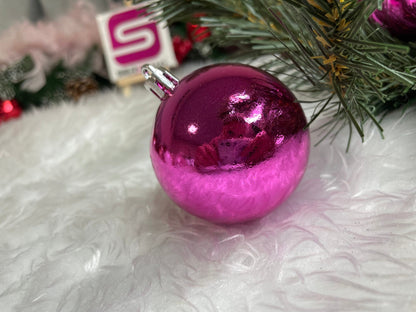 Set globuri de Craciun Inedit, 30 bucati, 6cm, transparente si roz