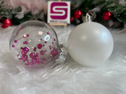 Set globuri de Craciun Inedit, 30 bucati, 6cm, transparente si roz