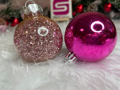 Set globuri de Craciun Inedit, 30 bucati, 6cm, transparente si roz