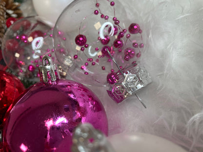Set globuri de Craciun Inedit, 30 bucati, 6cm, transparente si roz