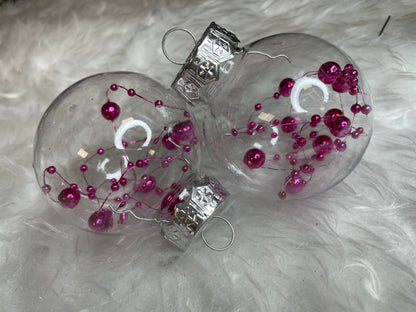 Set globuri de Craciun Inedit, 30 bucati, 6cm, transparente si roz